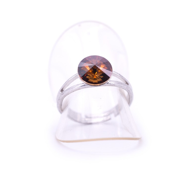 Женское кольцо из стали с кристаллами золотистого цвета Jablonec