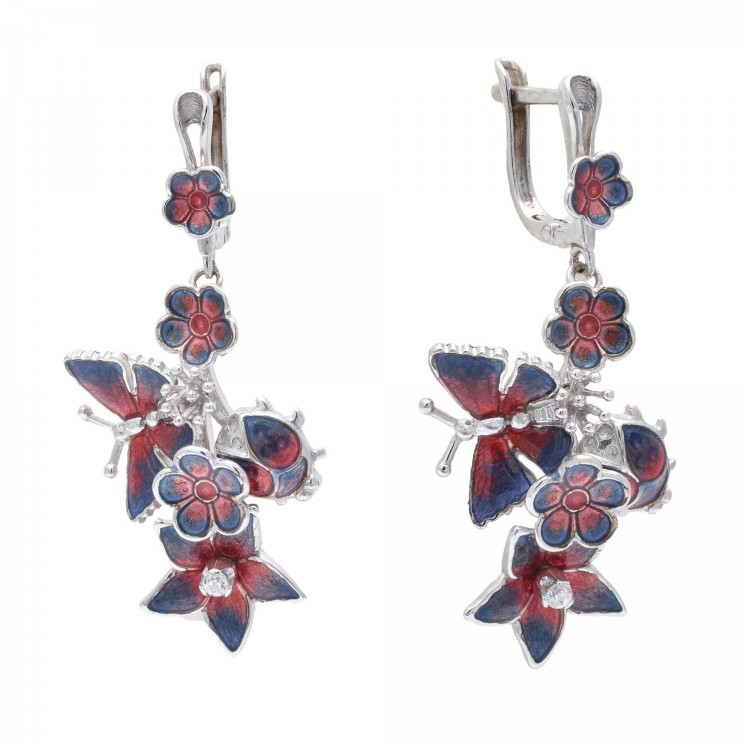 Серьги Roberto Bravo Tanzanite с эмалью и фианитами.