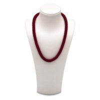 Жіночі намисто зі сталі та бісеру темно-червоного кольору Jablonec