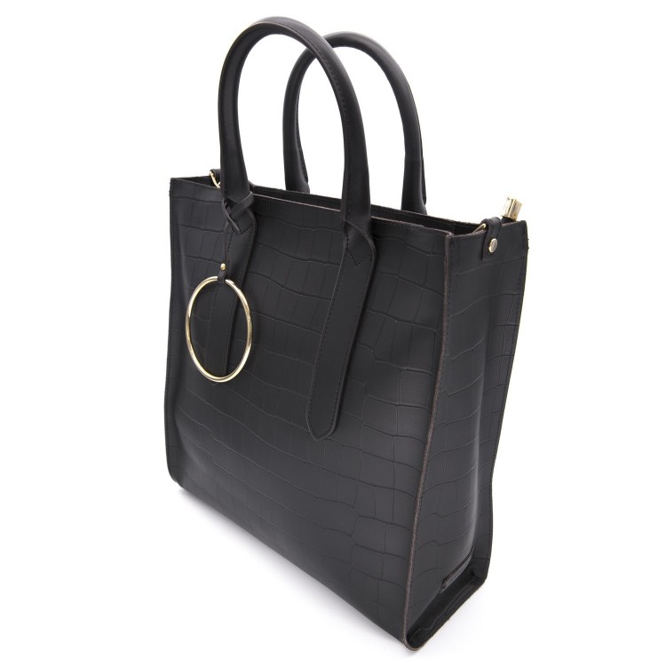 Жіноча Італійська сумка Ripani із фактурної шкіри чорного кольору
