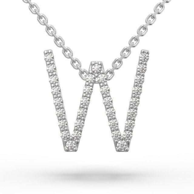 Кольє з літерою W в білому золоті, з діамантами 134101121