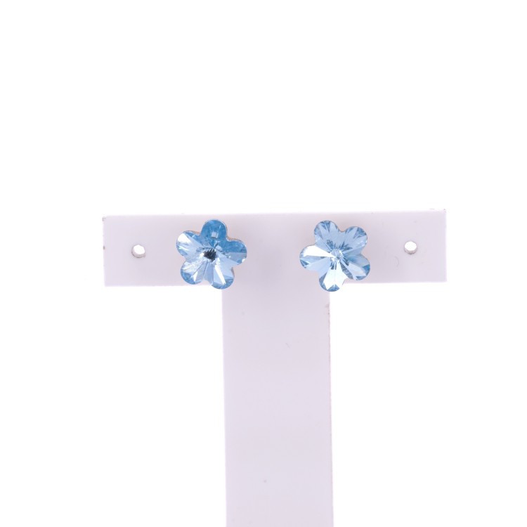 Женские серьги-гвоздики в форме цветка с кристаллами нежно-голубого цвета Jablonec