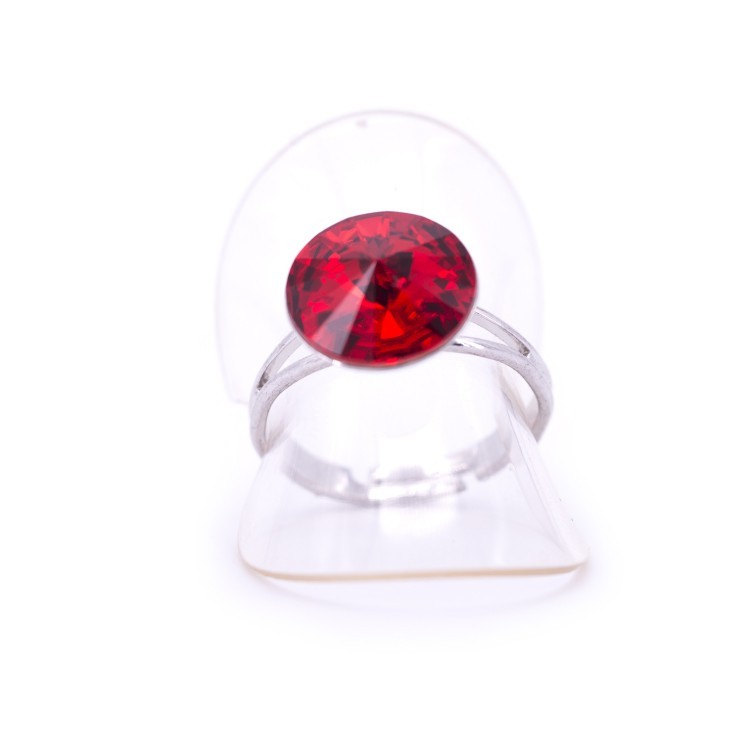 Женское кольцо из стали с кристаллами красного цвета  Jablonec