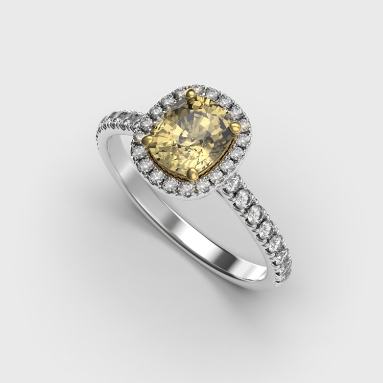 Каблучка у комбінованому золоті, з діамантами 249181121