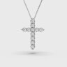 Кольє «Хрестик» у білому золоті, з діамантами 748171121