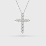 Кольє «Хрестик» у білому золоті, з діамантами 748171121