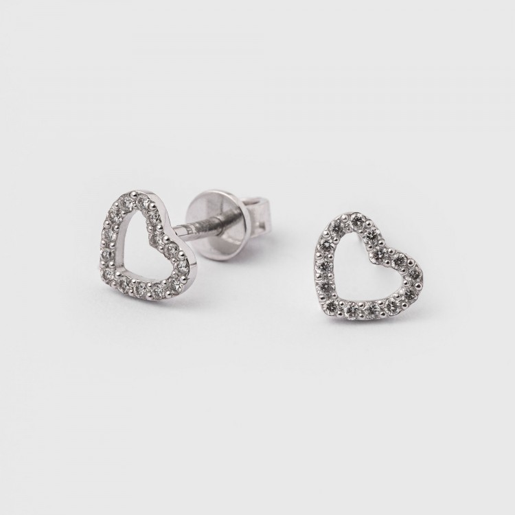 Сережки «Серце» з білого золота, з діамантами 317641121