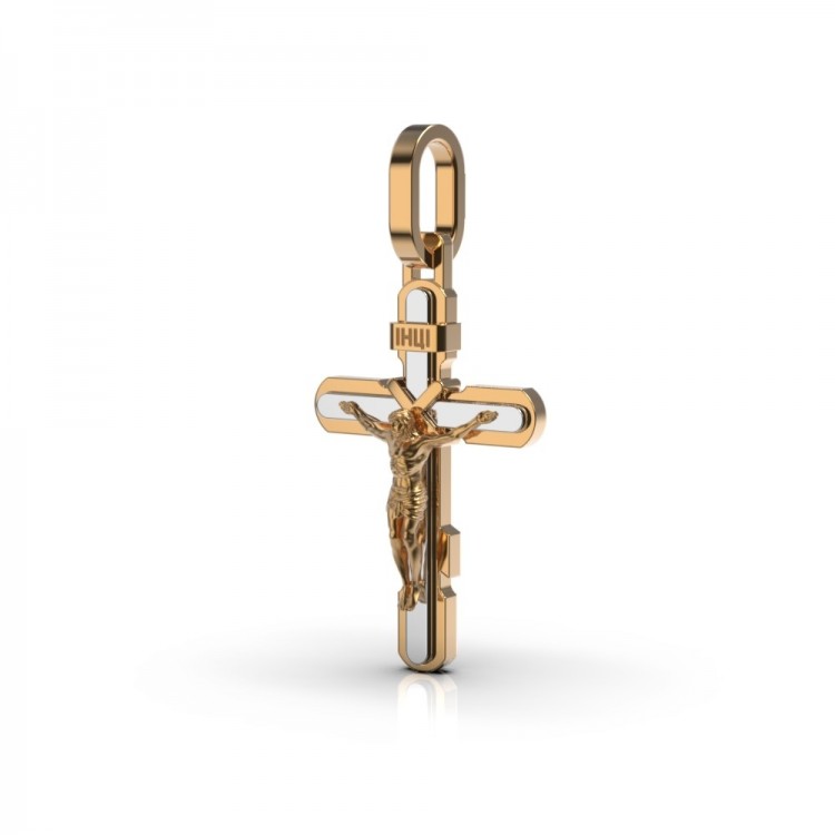 Крест "Розп'яття" з комбінованого золота 129772400