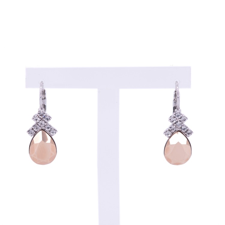 Жіночі сережки овальної форми із кристалами ніжно-світлого кольору Jablonec