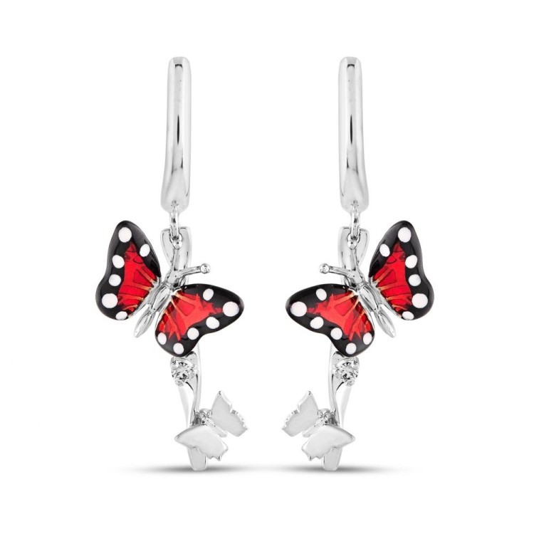 Сережки Monarch Butterfly з емаллю та фіанітами MBXE0023-CZ