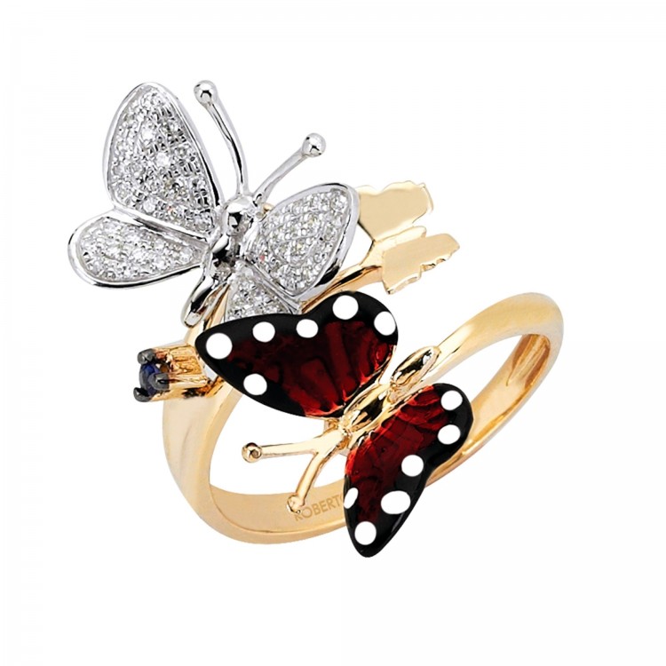 Кольцо Roberto Bravo Monarch Butterfly с эмалью и сапфиром.