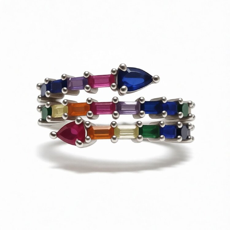 Каблучка Rainbow з фіанітами DM4241-1-7CR