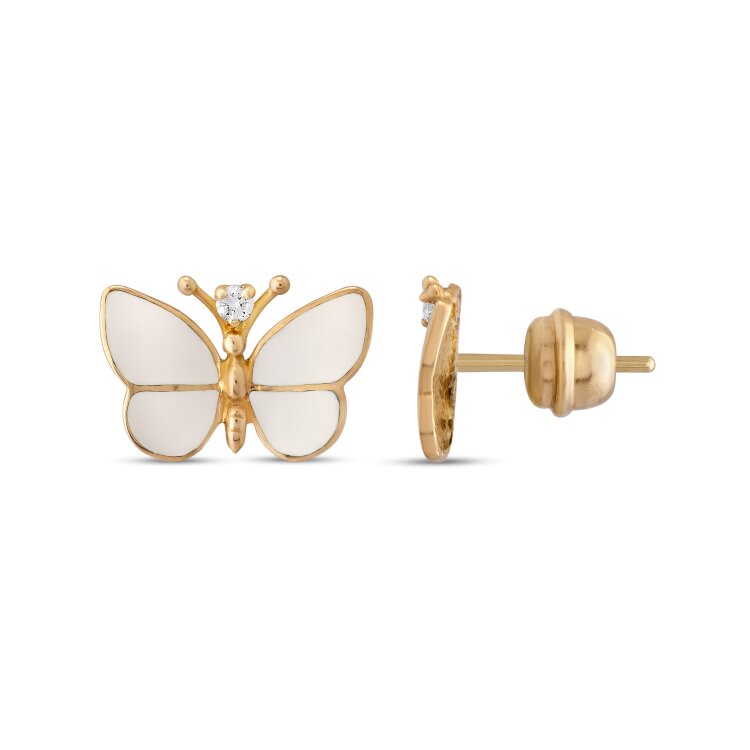 Сережки White Dreams з емаллю та діамантами WDE000018-00