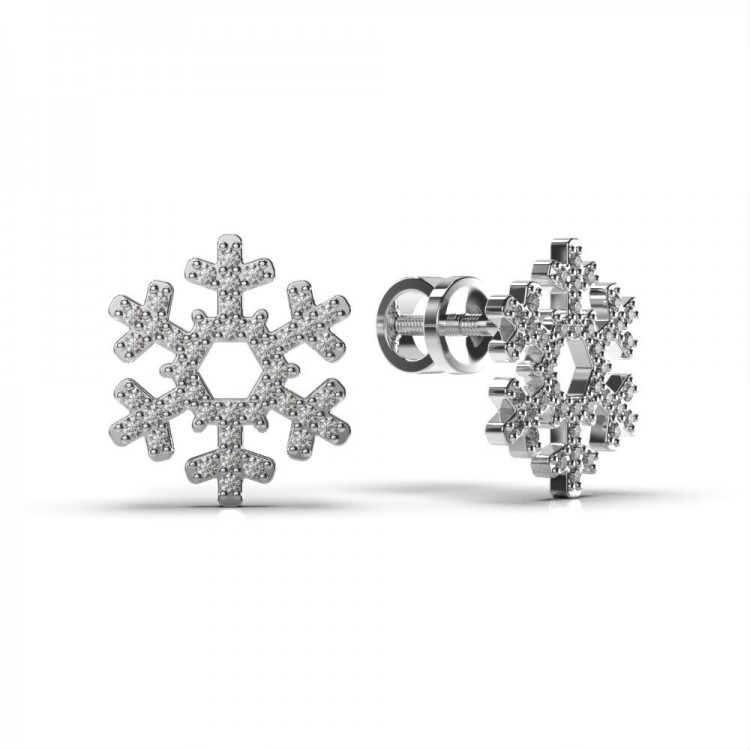 Сережки «Сніжинки» з білого золота, з діамантами 311931121