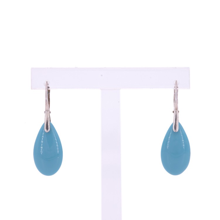 Жіночі сережки з кольоровими намистинами ніжно-блакитного кольору овальної форми Jablonec
