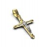 Хрестик з комбінованого золота, з діамантом 11232421