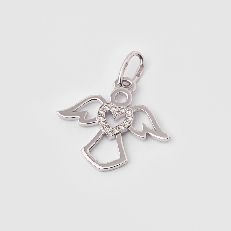 Підвіска «Ангел» із білого золота, з діамантами 16281121