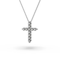 Кольє «Хрестик» з білого золота, з діамантами 738331121