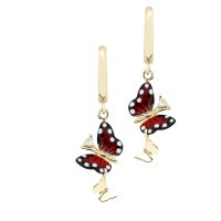Серьги Roberto Bravo Monarch Butterfly с эмалью и бриллиантами