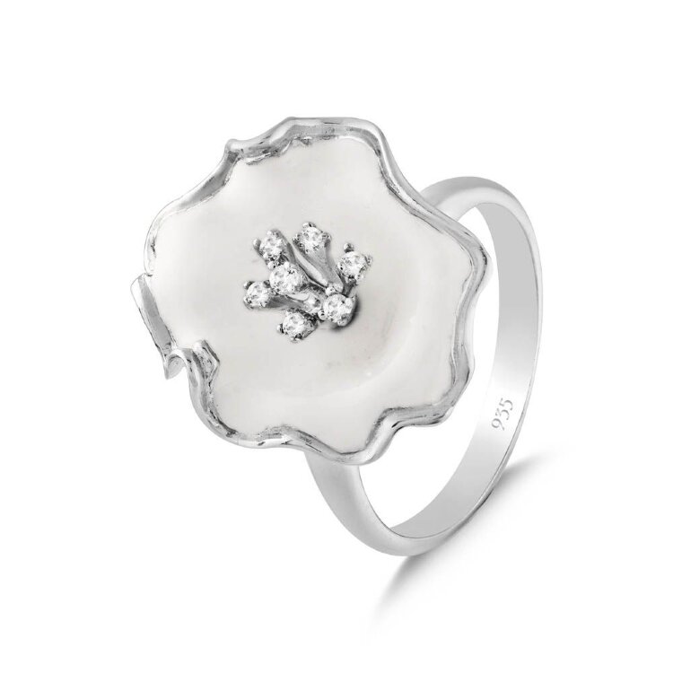 Каблучка White Dreams з емаллю та фіанітами WDHR0002-CZ