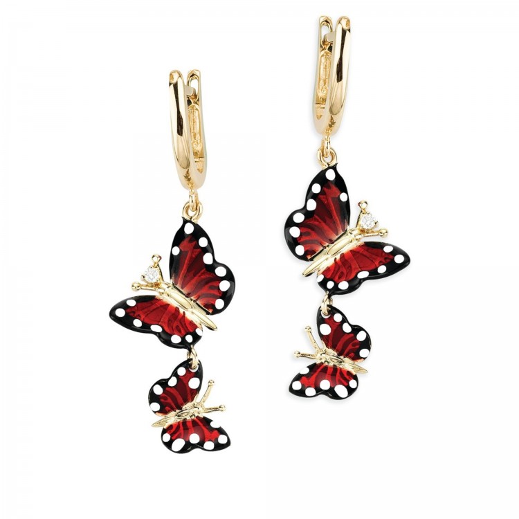 Серьги Roberto Bravo Monarch Butterfly с эмалью и бриллиантами.
