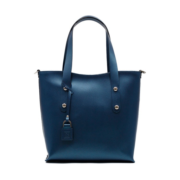 Женская сумка из натуральной гладкой кожи темно-синего цвета Facebag
